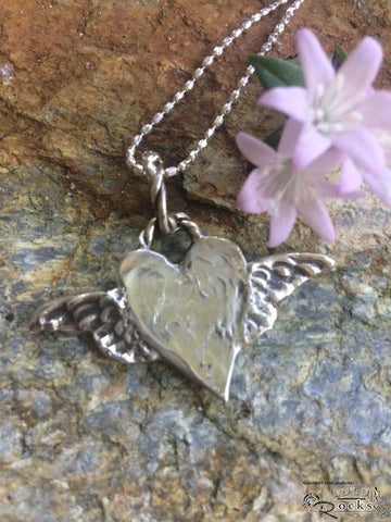 Handcrafted Winged Heart Silver Pendant