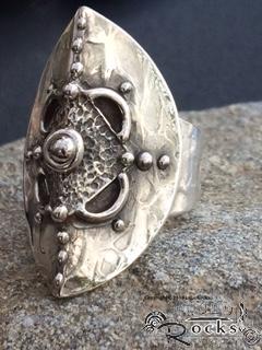 Handcrafted Silver Shield Ring