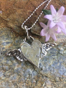 Handcrafted Winged Heart Silver Pendant