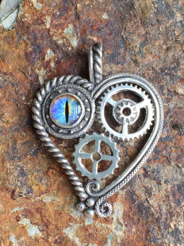 Handcrafted Steampunk Silver Heart Pendant